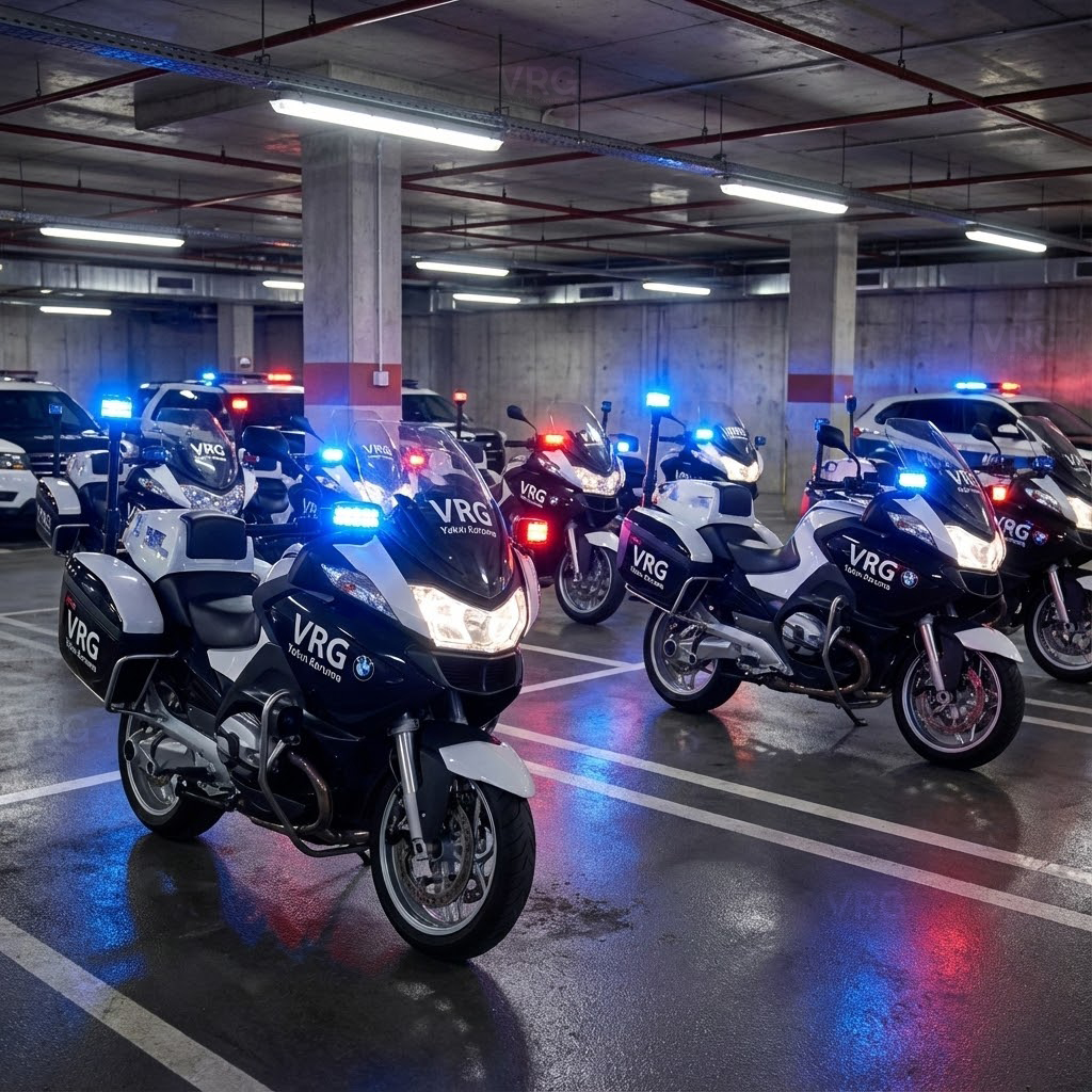 VRG Yakın Koruma bünyesindeki profesyonel motorize emniyet yakın koruma ekipleri ve donanımlı motosiklet filosu.