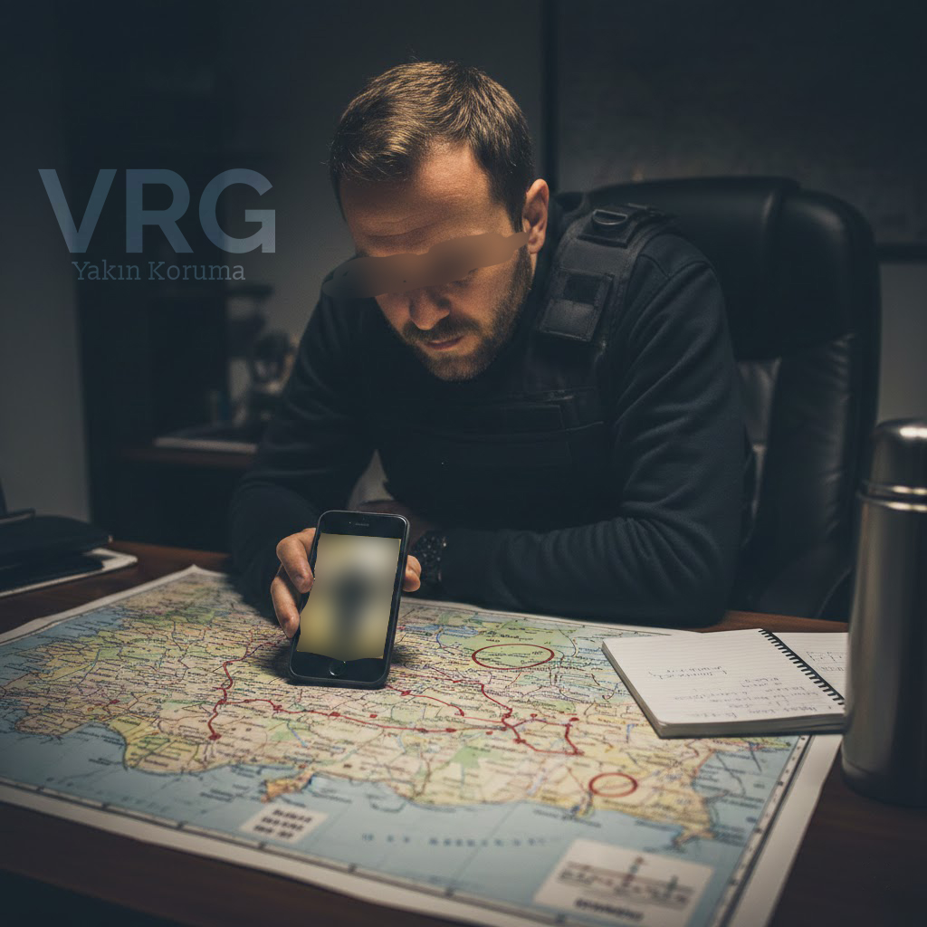 VRG Yakın Koruma bünyesinde profesyonel özel dedektiflik ve takip hizmeti veren uzman personel masasında delil analizi yaparken.